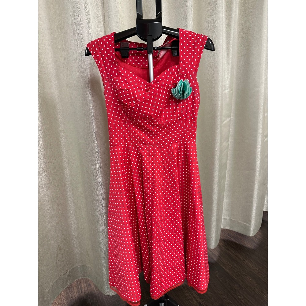 MUXXN Retro 1950s Red Polka Dot Rockabilly Swing‎ Dress - Size M (US 8)